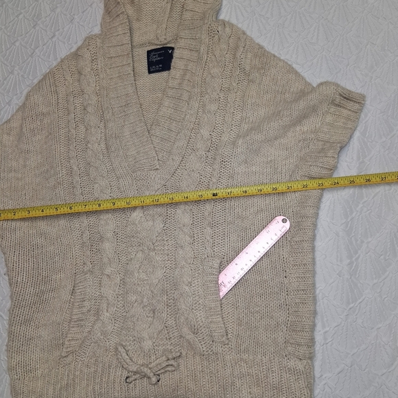 American Eagle Outfitters V-Neck Cable Knit Sweater - Gray Size L - Picture 5 of 16